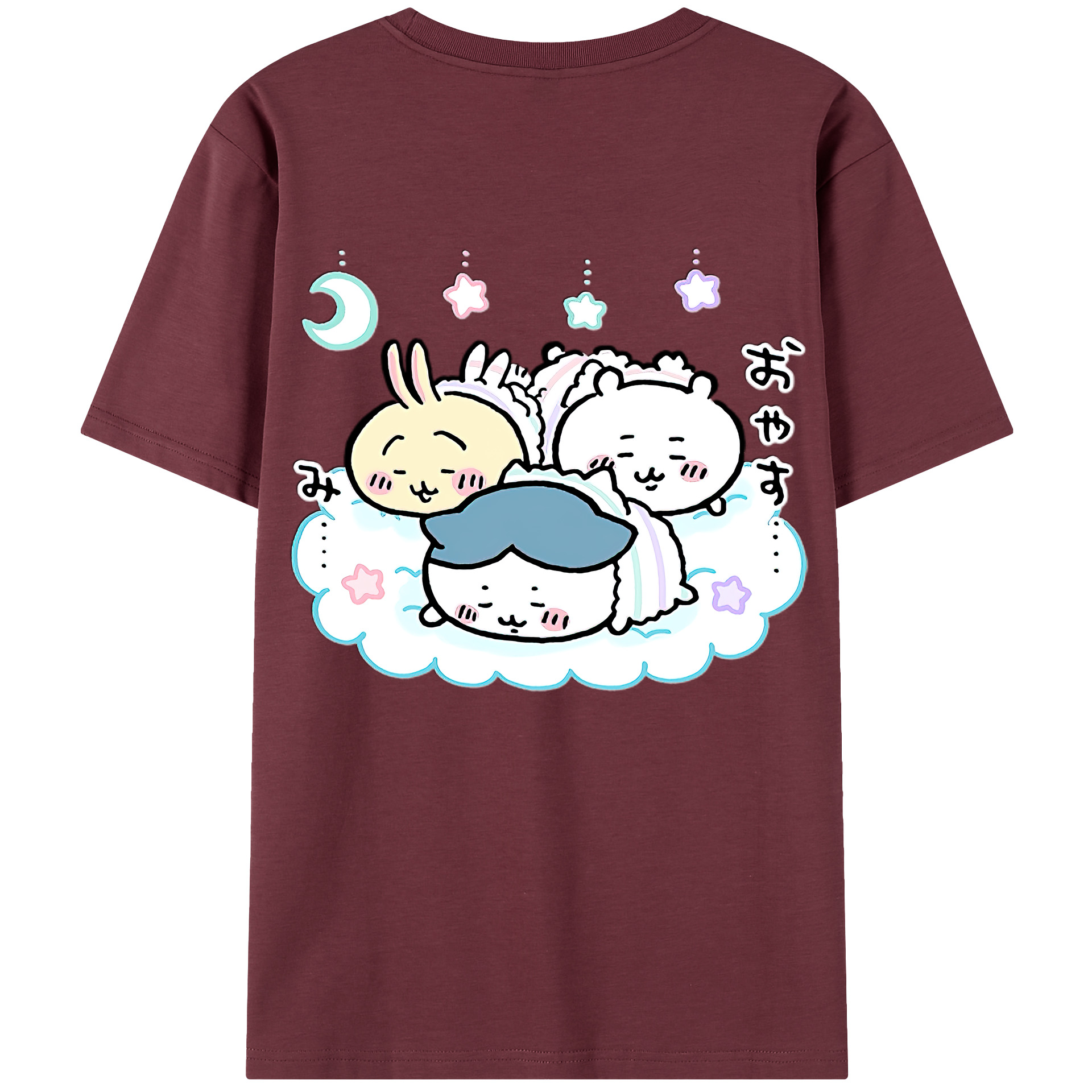 （画像用） ちいかわ ハチワレ Chii-kawa hachiware 綿100％半袖Tシャツ（背面プリント）